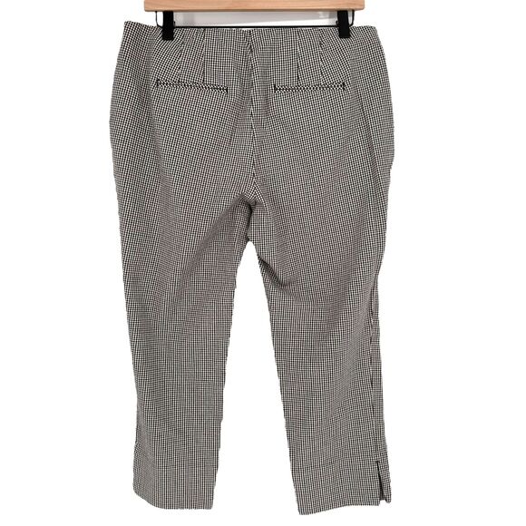 J. Jill Premium Bi-Stretch Pants Size 10 Houndstooth Cropped Black White Pull On - Picture 8 of 11